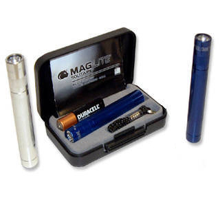 Blue Maglite AAA Torch Gift Boxed with AAA Battery Solitaire Keychain Torch